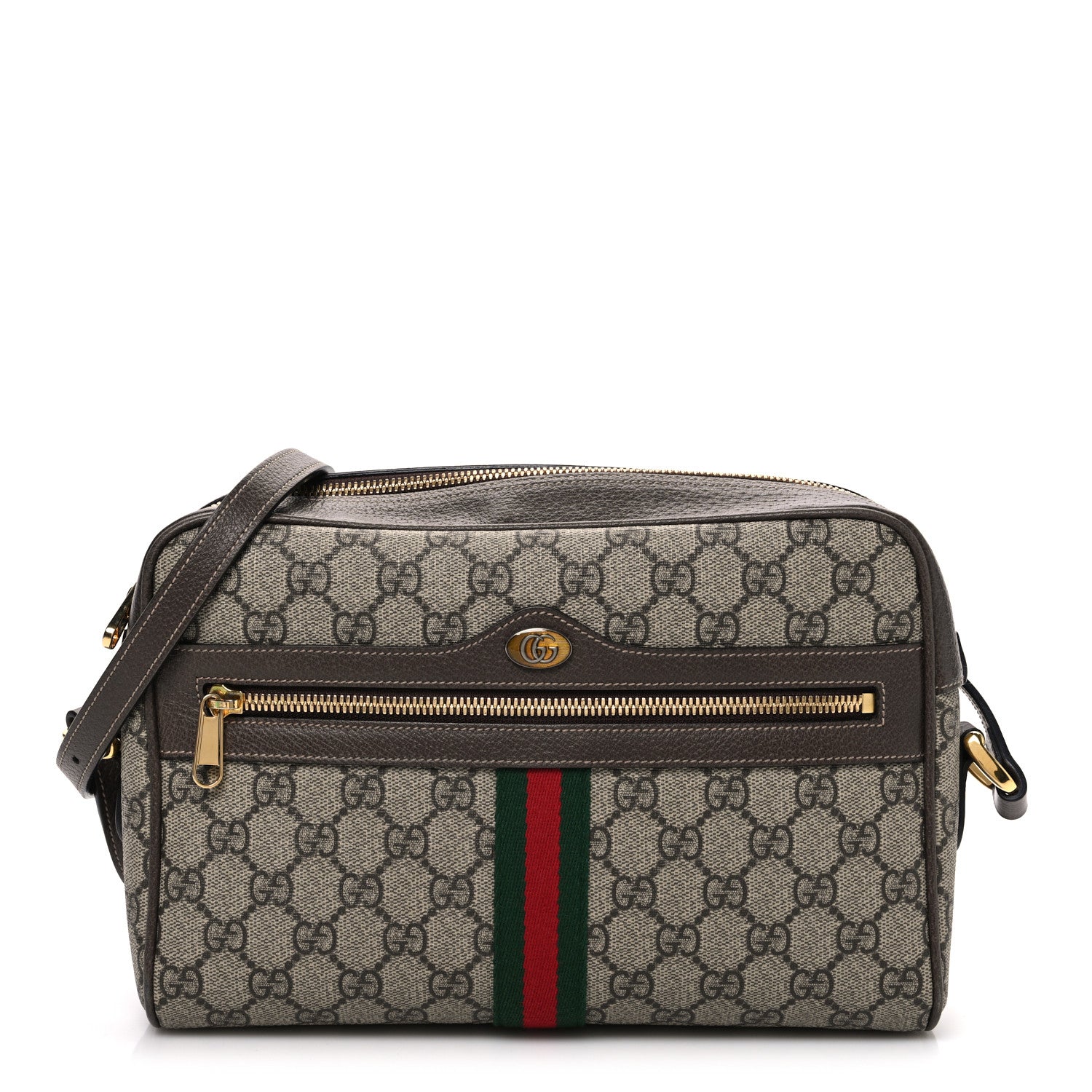 Gucci GG Supreme Monogram Web Small Ophidia Shoulder Bag Brown 1 of 9