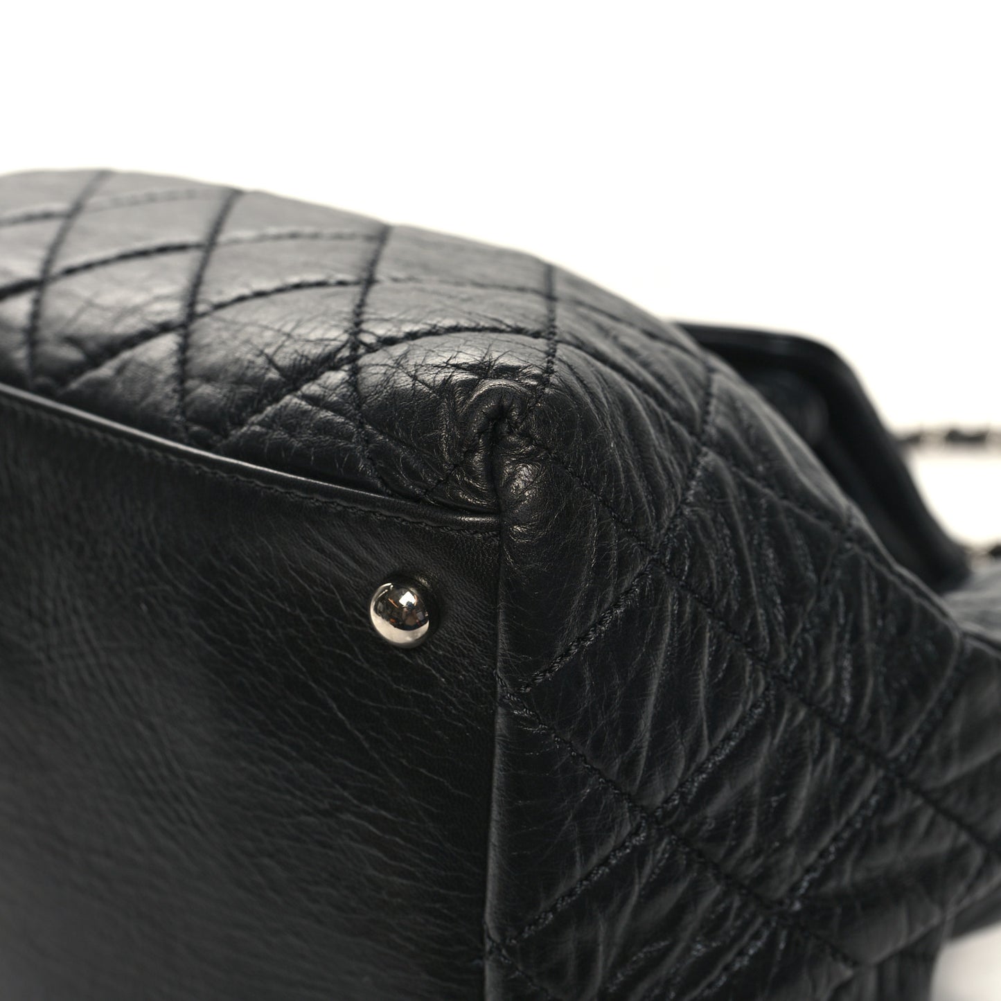 Glazed Calfskin Quilted Beijing Backpack Black