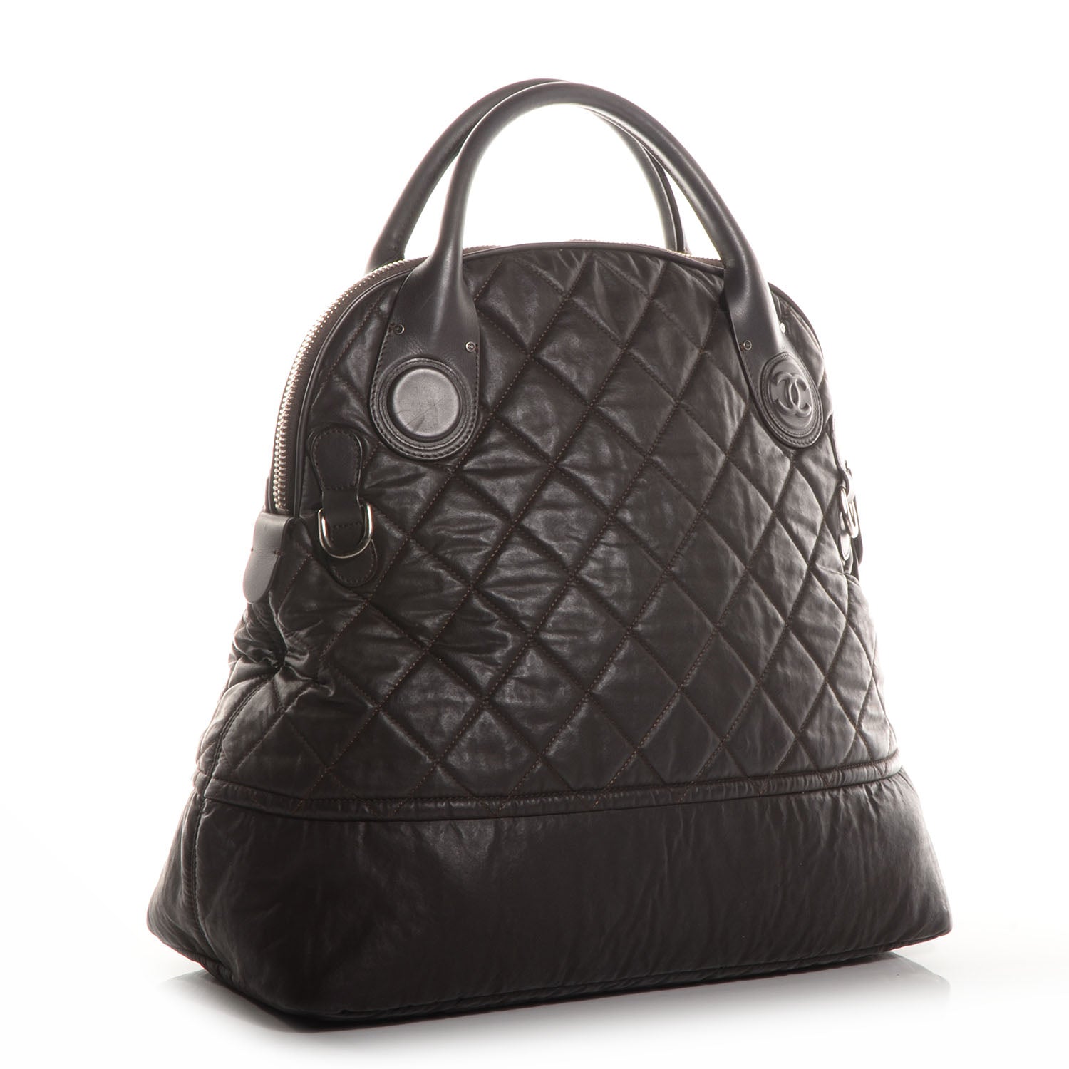Chanel Coated Canvas Quilted Large Garment Travel Bag Brown 3 of 10