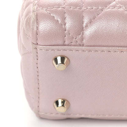Christian Dior Metallic Lambskin Cannage Mini Lady Dior Lotus 17 of 19