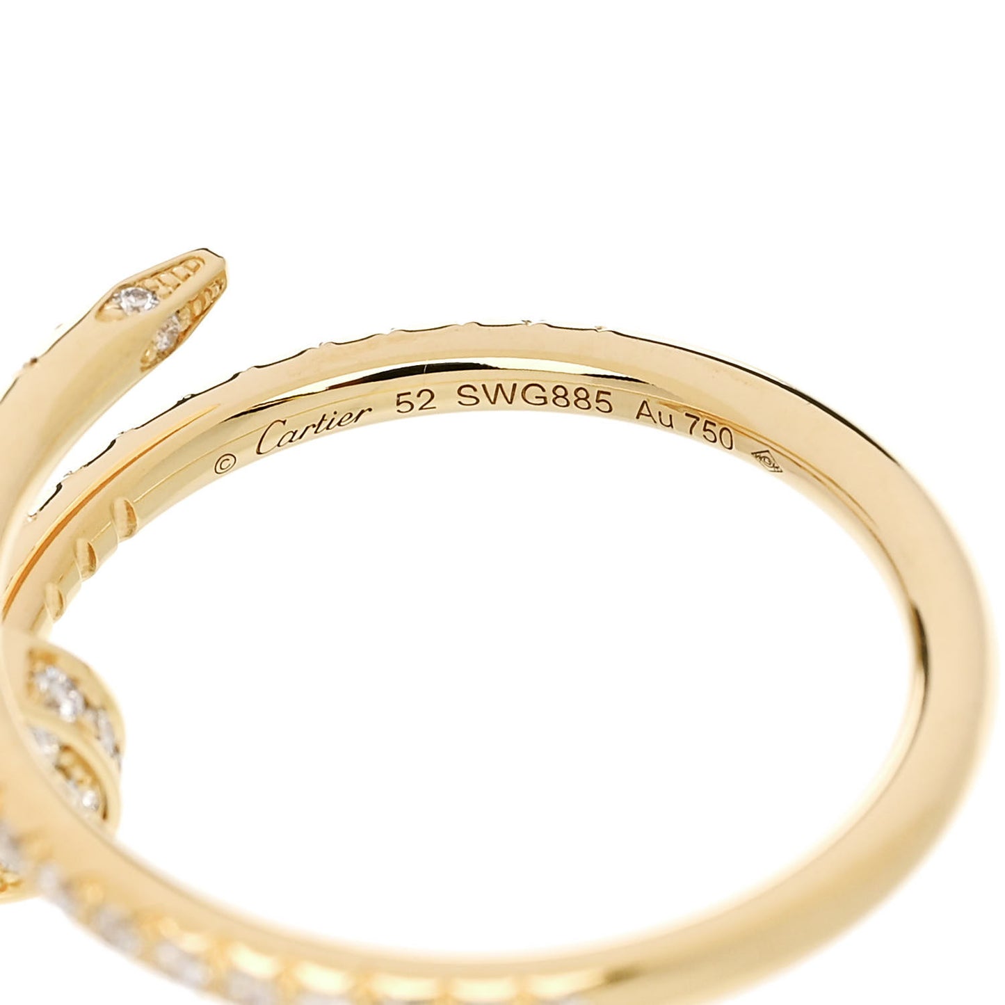 18K Yellow Gold Diamond Juste Un Clou Paved Ring 52 6