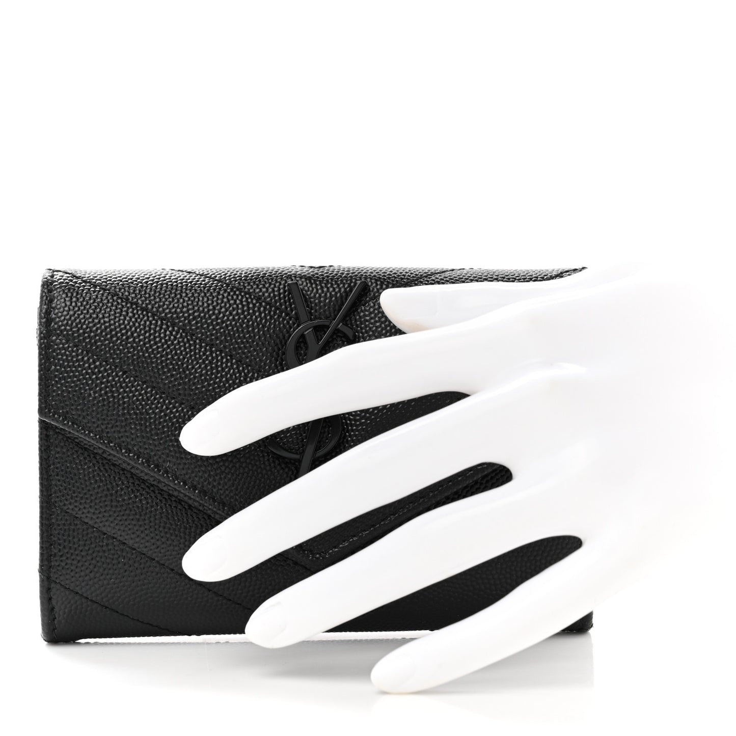 Grain De Poudre Matelasse Chevron Small Monochome Monogram Envelope Wallet Black