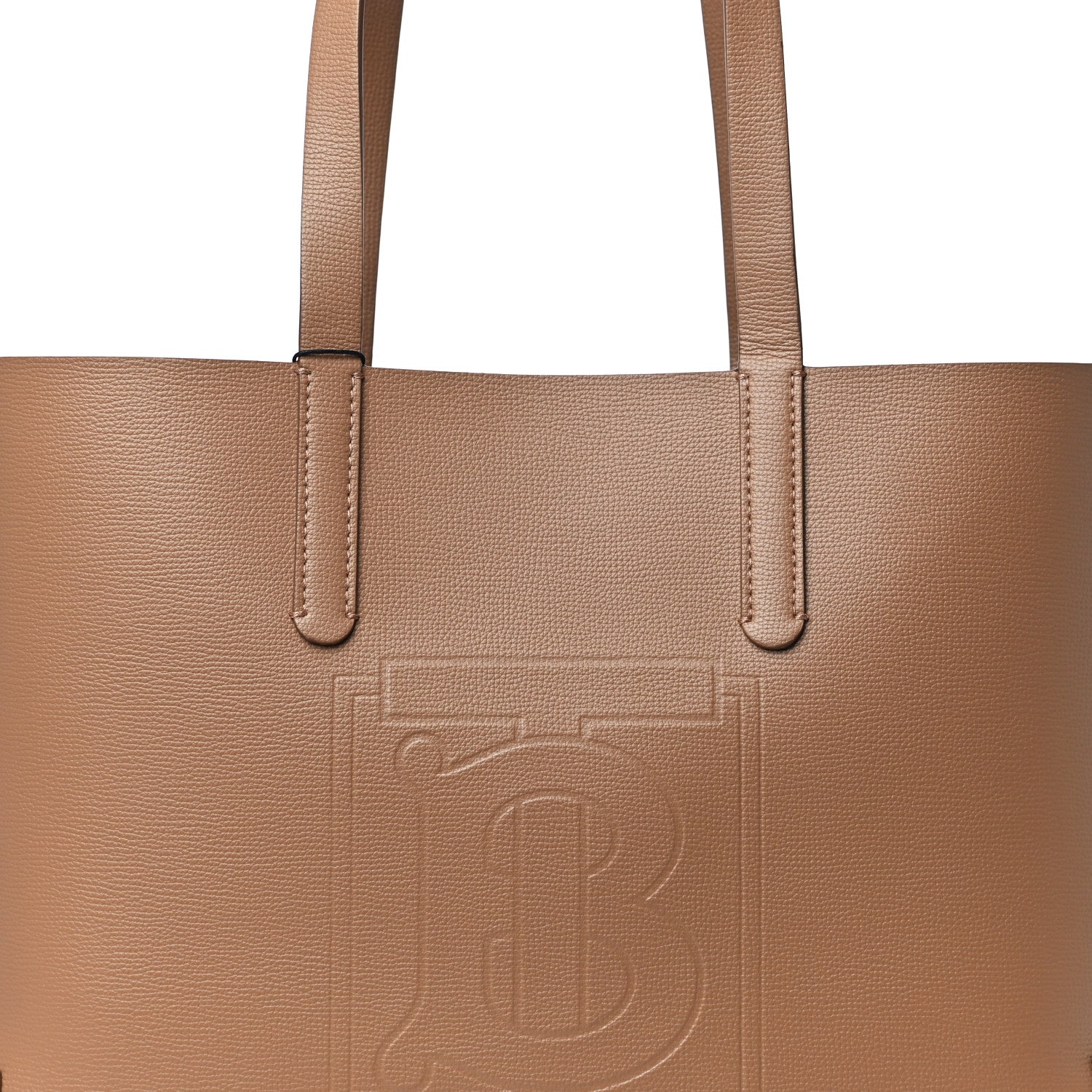 Burberry Calfskin TB Motif Embossed Medium Tote Camel 7 of 10