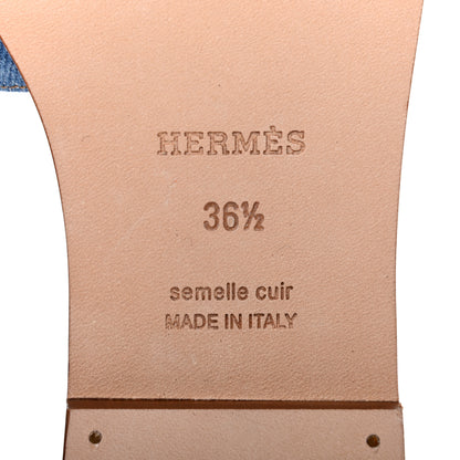 Hermes Denim Canvas Oran Sandals 36.5 Bleu Clair 6 of 9