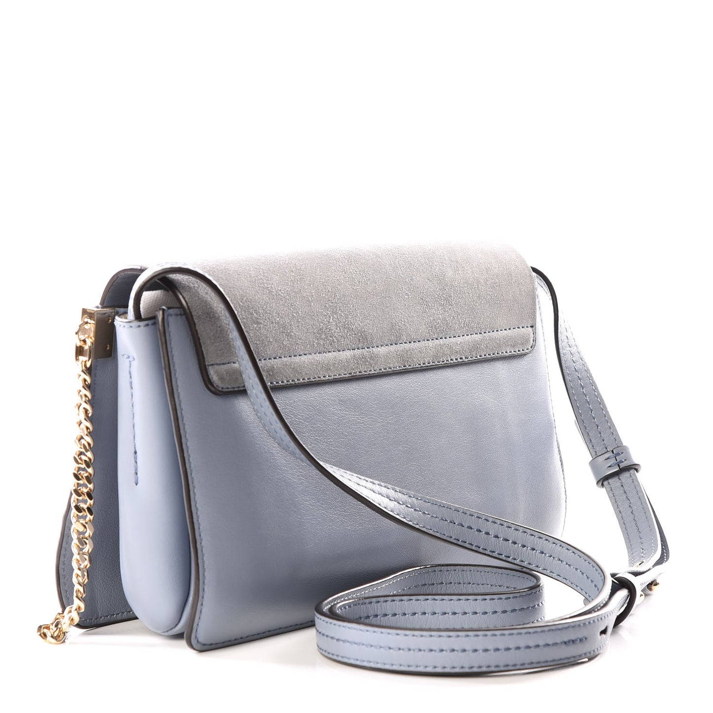 Suede Calfskin Small Faye Shoulder Bag Washed Blue