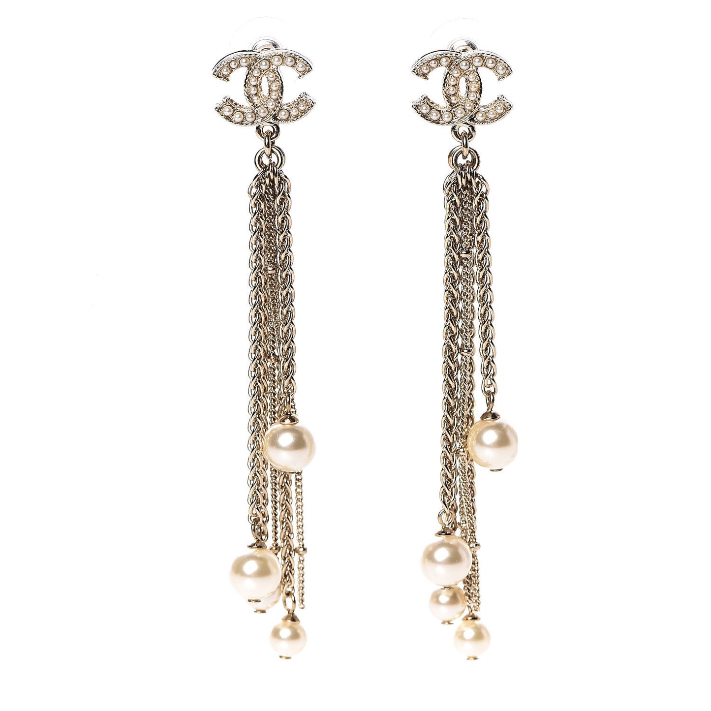 Pearl CC Drop Earrings Gold