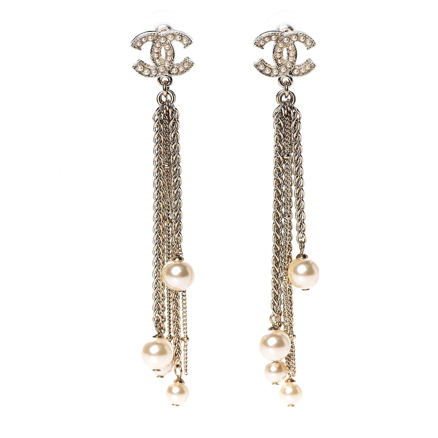 Chanel Pearl CC Drop Earrings Gold 1 of 5