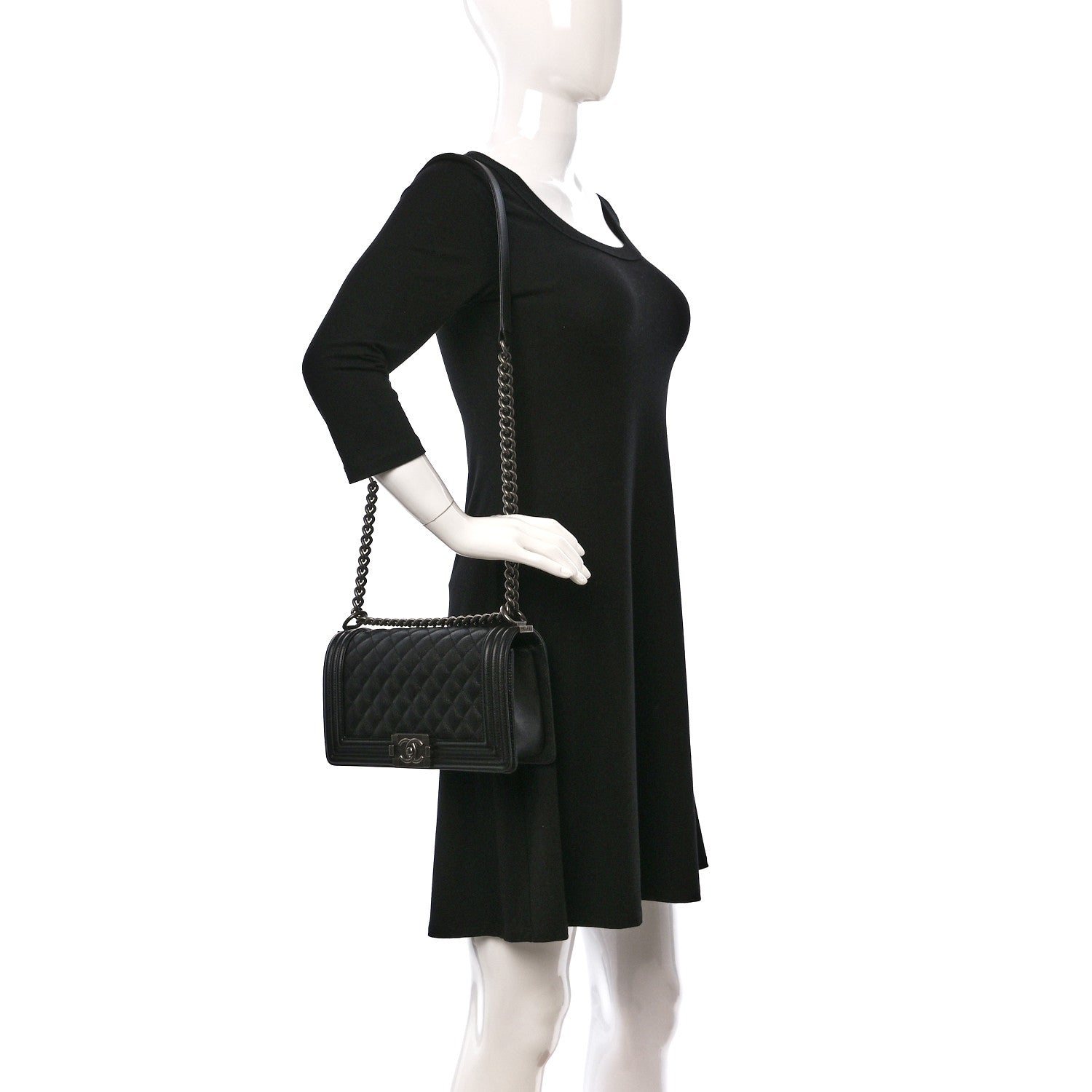 Chanel Caviar Quilted Medium Boy Flap Black 2 of 11