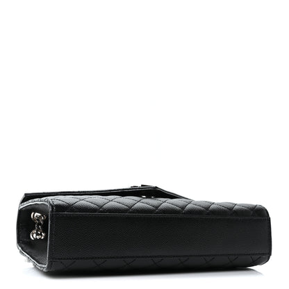 Saint Laurent Grain De Poudre Textured Mixed Matelasse Triquilt Medium Monogram Satchel Black 4 of 10