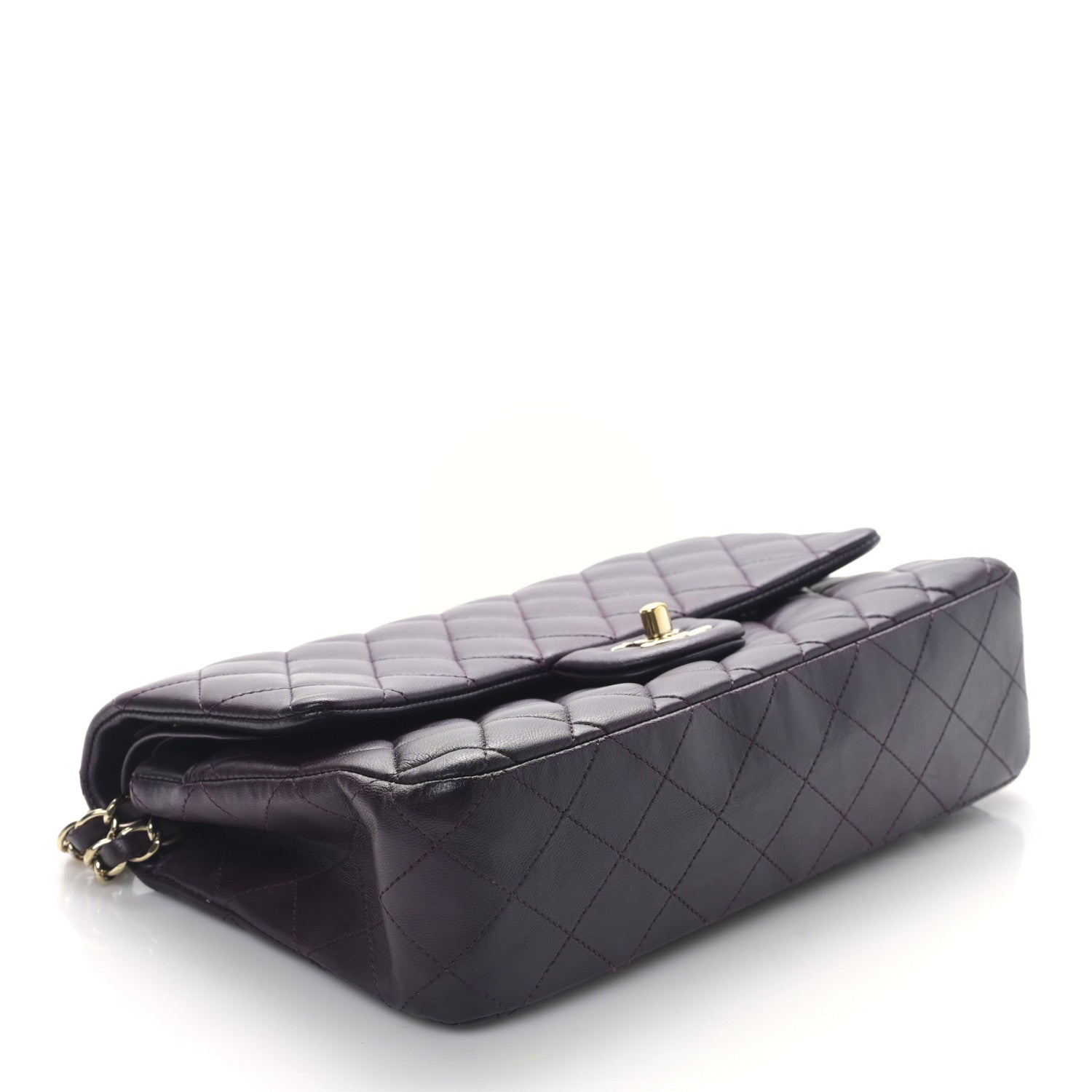 Chanel Lambskin Quilted Medium Double Flap Dark Purple 4 of 9