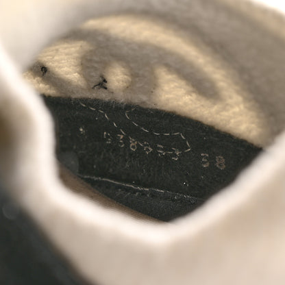 Chanel Fabric Suede Calfskin CC Sneakers 38 White Black 8 of 9