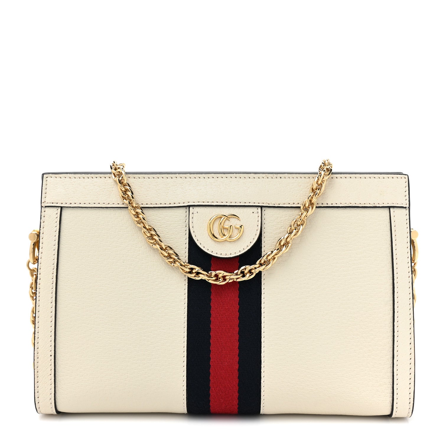 Gucci Textured Calfskin Web Small Ophidia Chain Shoulder Bag Mystic White 1 of 11