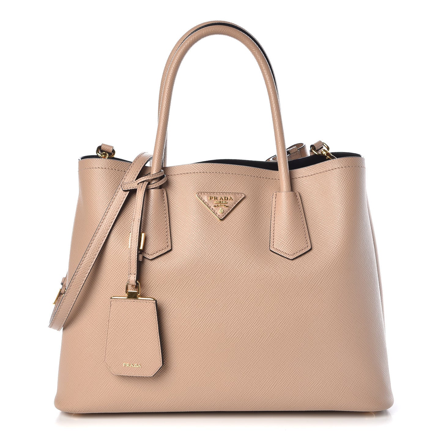 Saffiano Cuir Medium Double Bag Cammeo