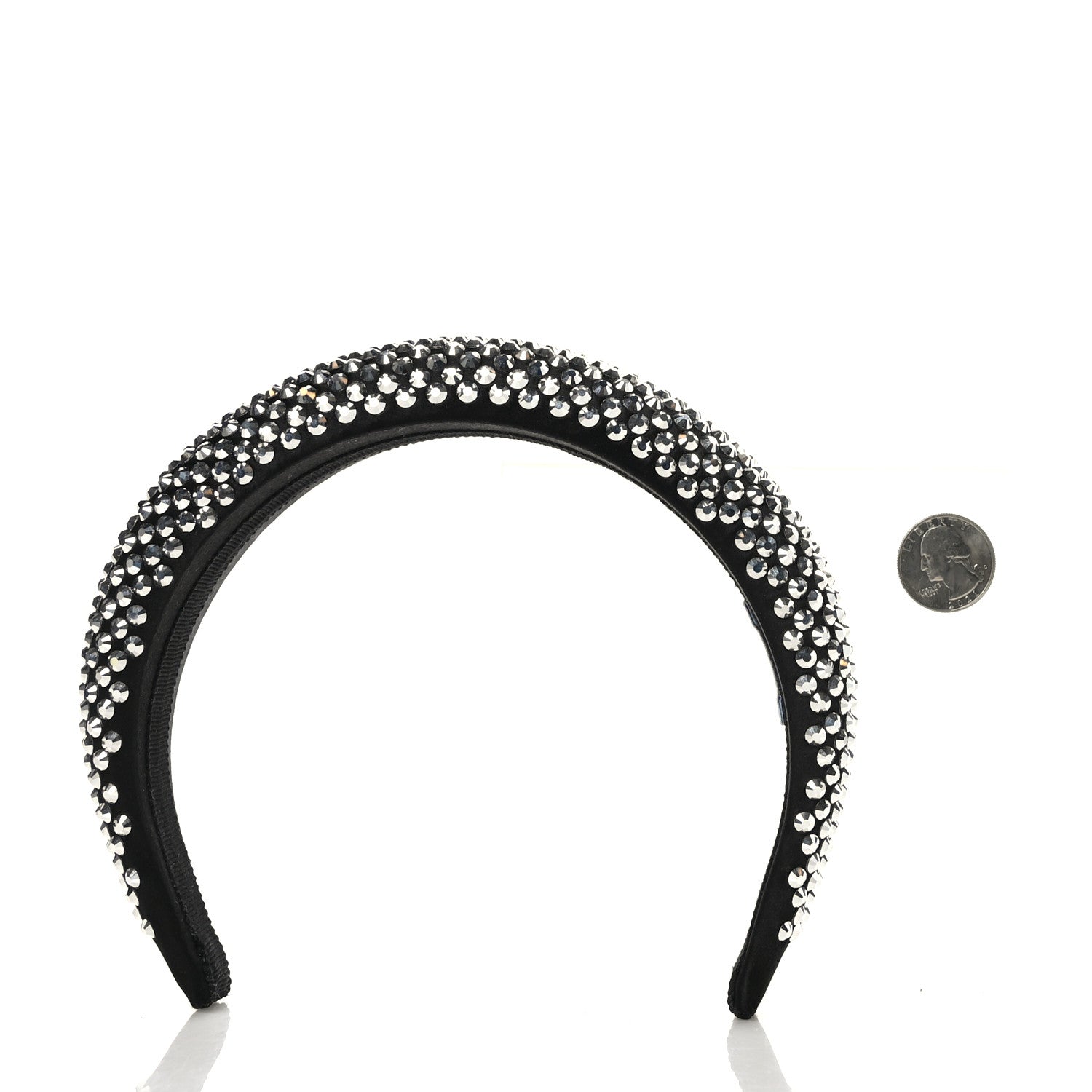 Prada Satin Crystal Embellished Headband Metal 2 of 4