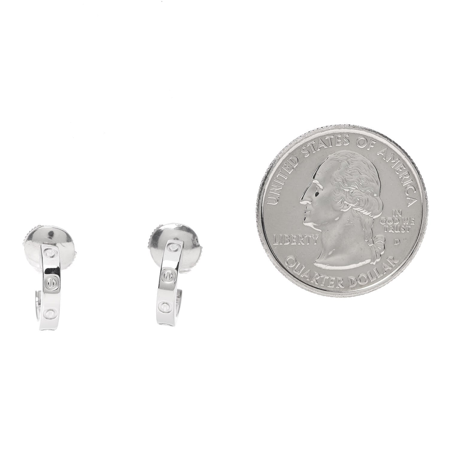 Cartier 18K White Gold Small LOVE Hoop Earrings 2 of 5