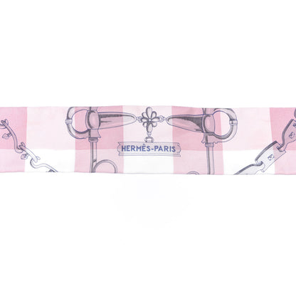 Hermes Silk Mors Et Gourmettes Vichy Twilly Parme Mauve White 4 of 5