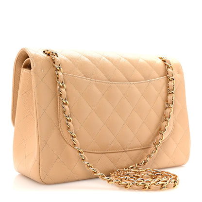 Chanel Caviar Quilted Jumbo Double Flap Beige 3 of 10