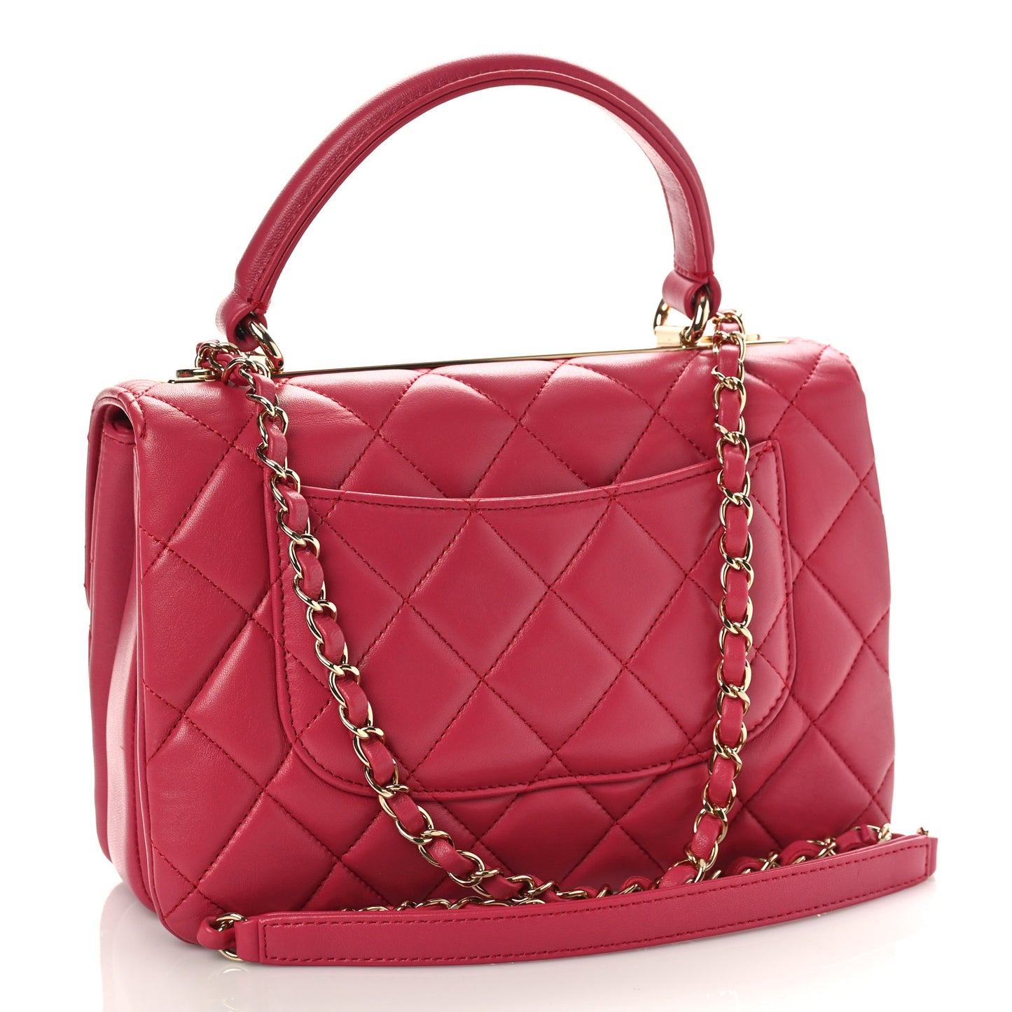 Lambskin Quilted Small Trendy CC Dual Handle Bag Dark Pink