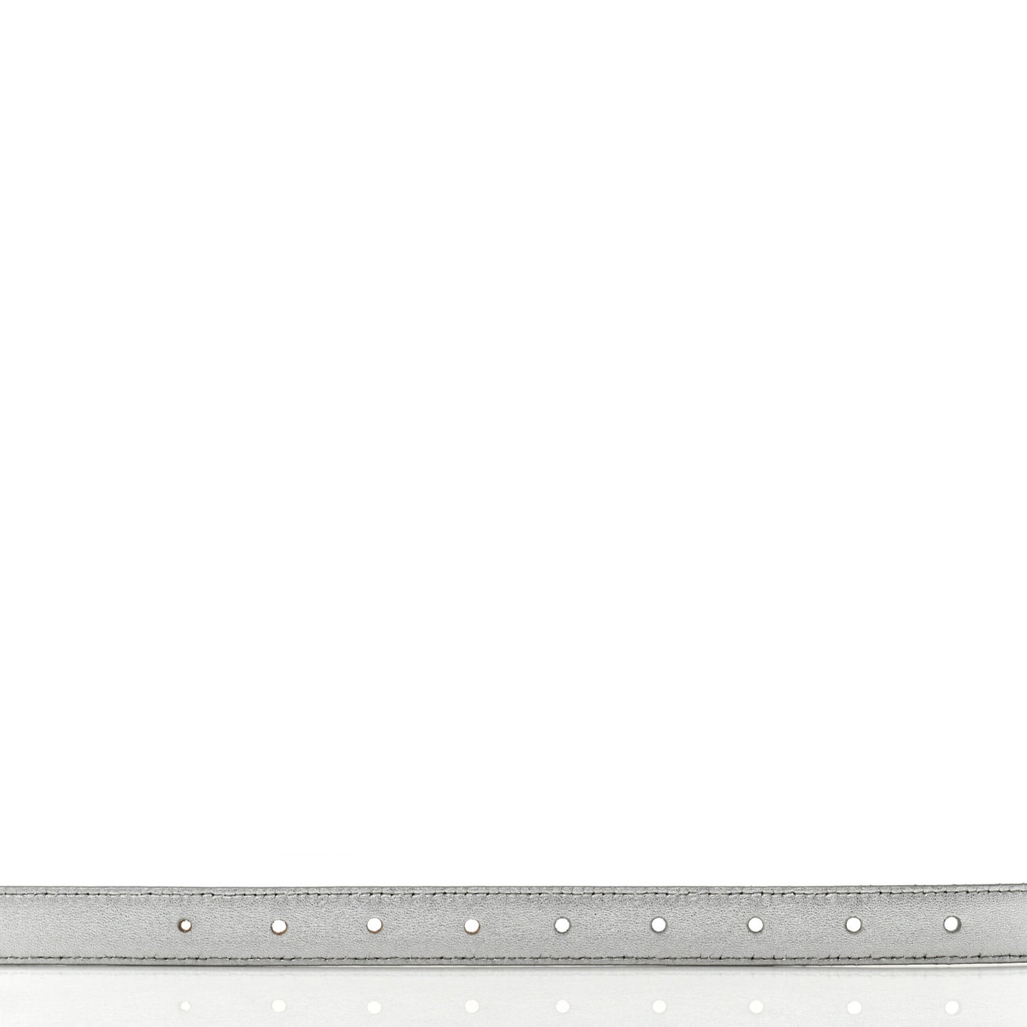 Metallic Brushed Calfskin Triangle Logo Belt 75 30 Weiss