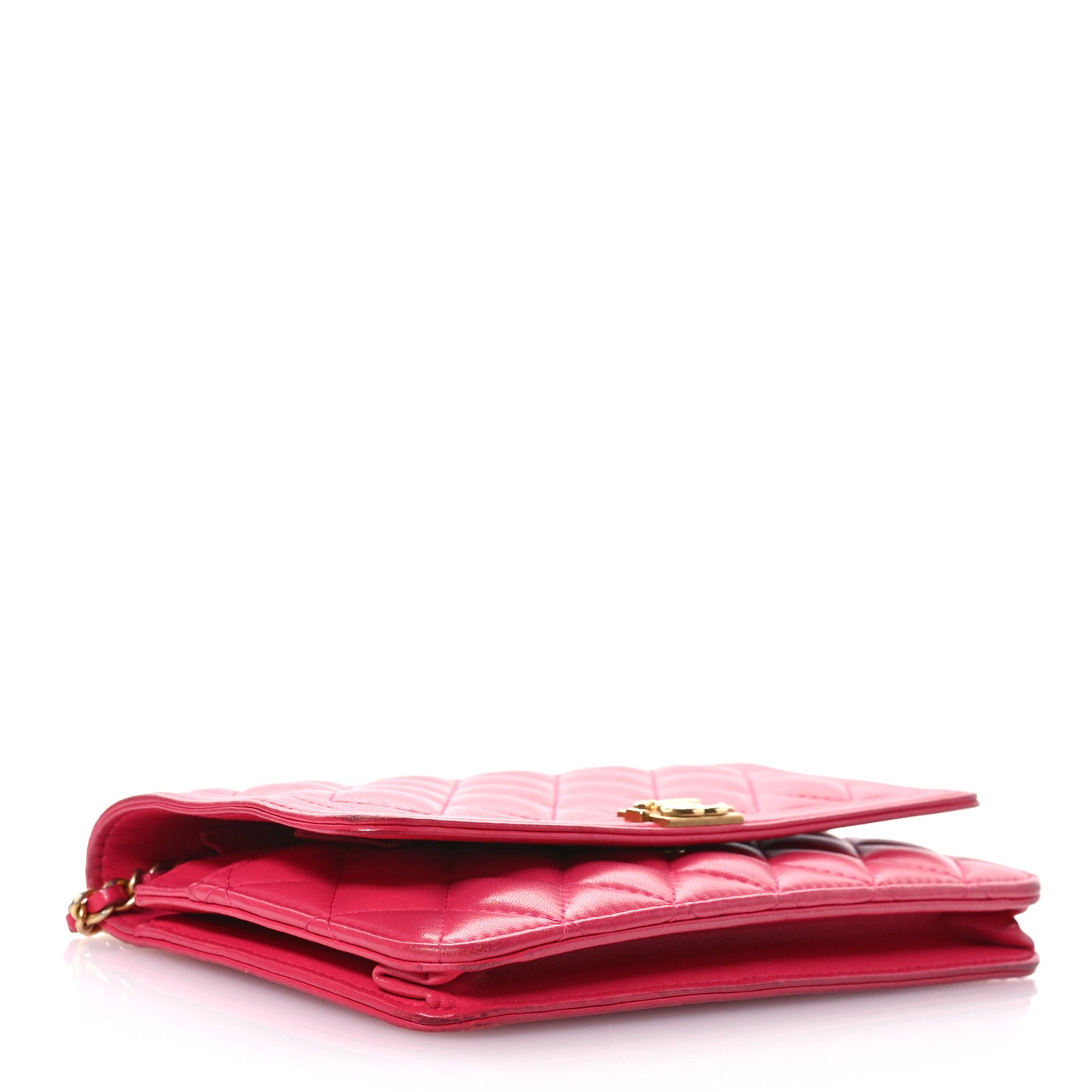 Lambskin Quilted Boy Wallet On Chain WOC Dark Fuchsia