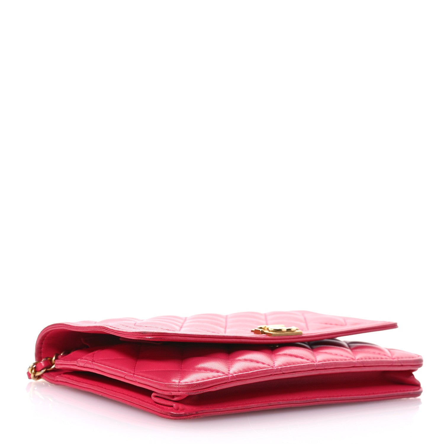 Chanel Lambskin Quilted Boy Wallet On Chain WOC Dark Fuchsia 4 of 14