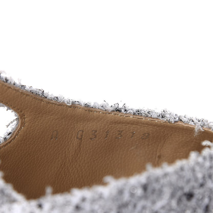 Chanel Tweed Grosgrain Cap Toe CC Slingback Pumps 38.5 Grey Silver Black 11 of 15