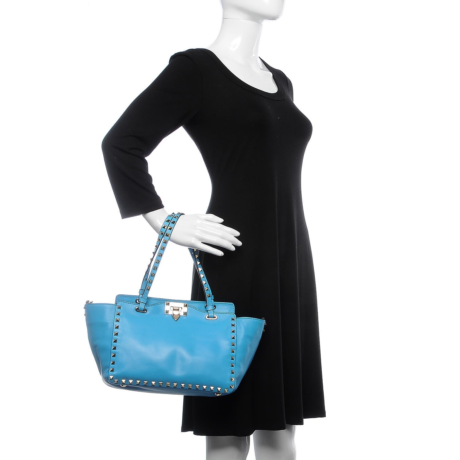 Valentino Garavani Vitello Small Rockstud Tote Parrot 15 of 24