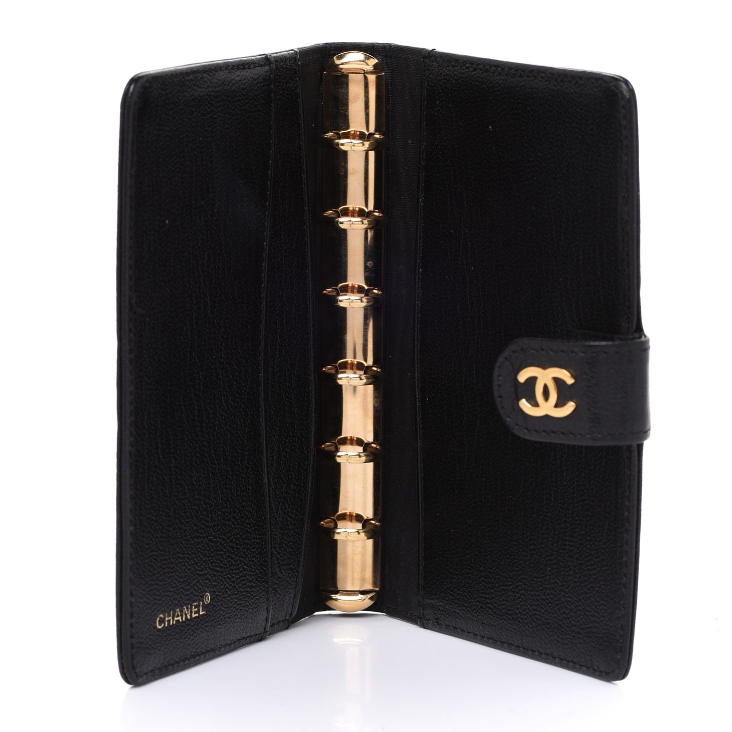 Goatskin Small Ring Agenda Planner Black