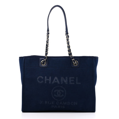 Chanel Mixed Fibers Small Deauville Tote Navy Blue 3 of 10