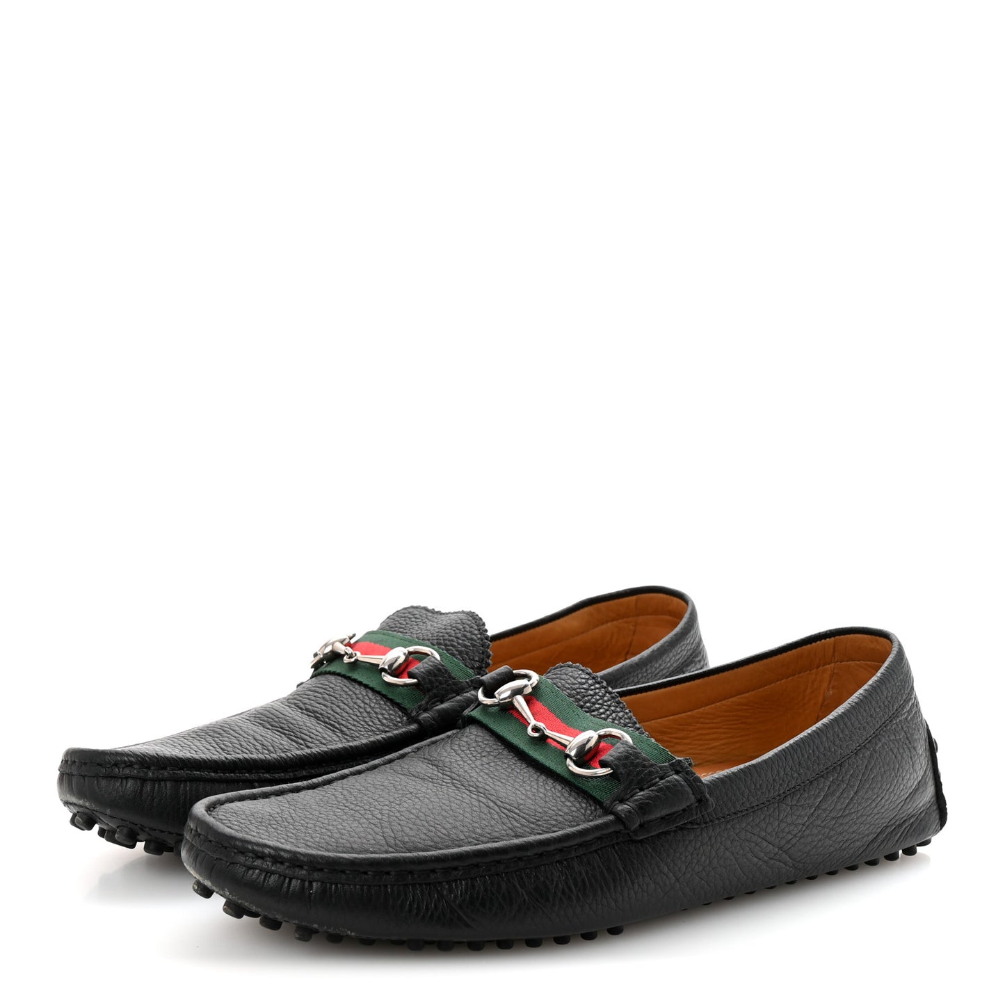 Road Calfskin Web Mens Horsebit Driver Loafers 10 Black