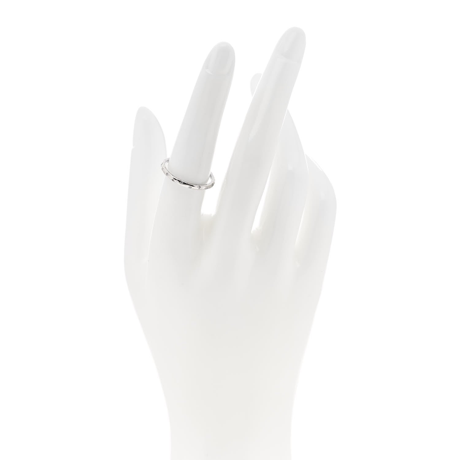 Tiffany 18K White Gold Diamond Paloma Picasso Hammered Ring 54 7 2 of 4
