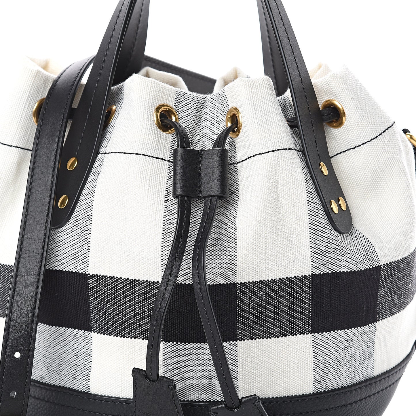 Grainy Calfskin House Check Canvas Small Heston Crossbody White Black