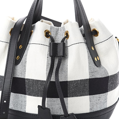 Burberry Grainy Calfskin House Check Canvas Small Heston Crossbody White Black 6 of 8