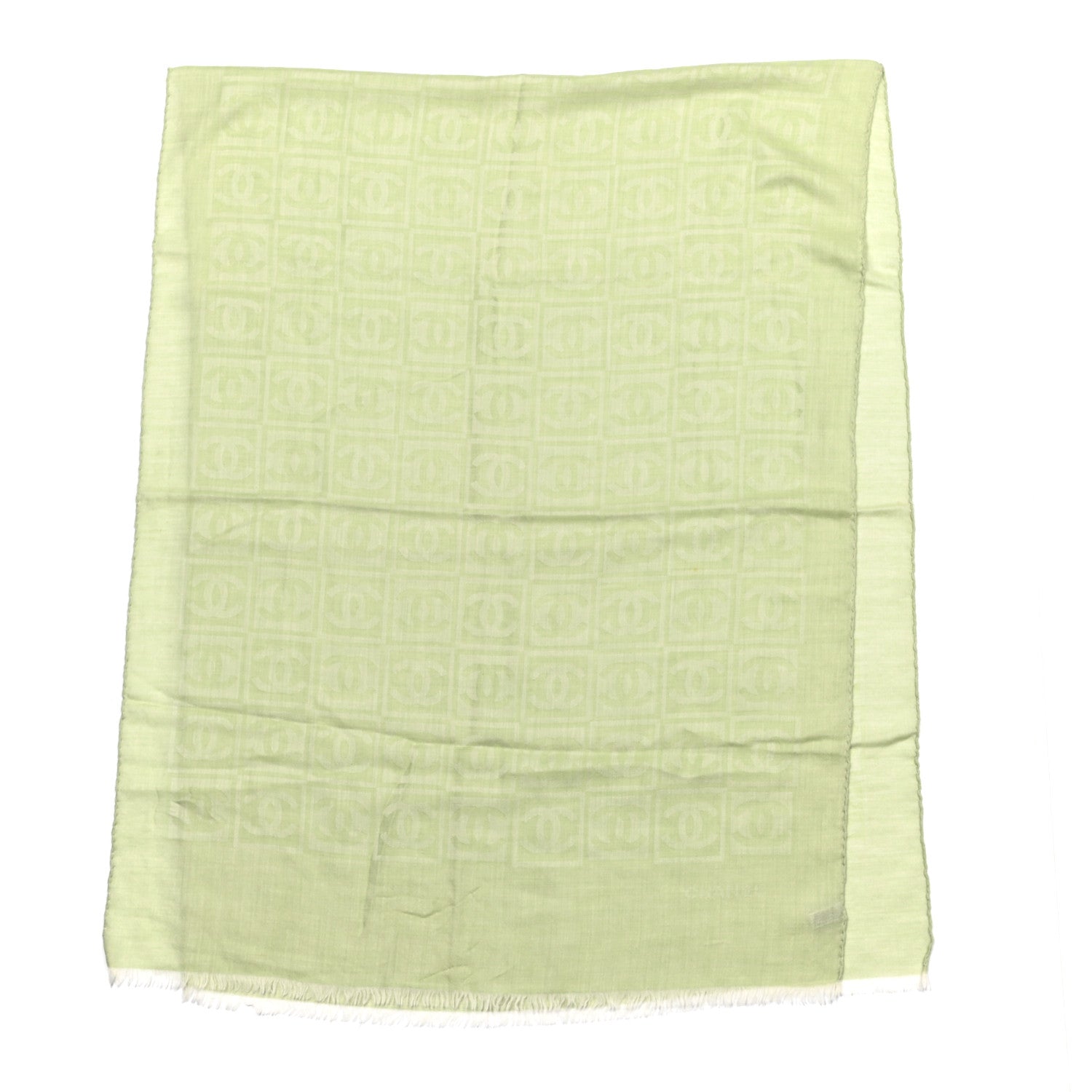 Chanel Cashmere Silk CC Scarf Green 2 of 6