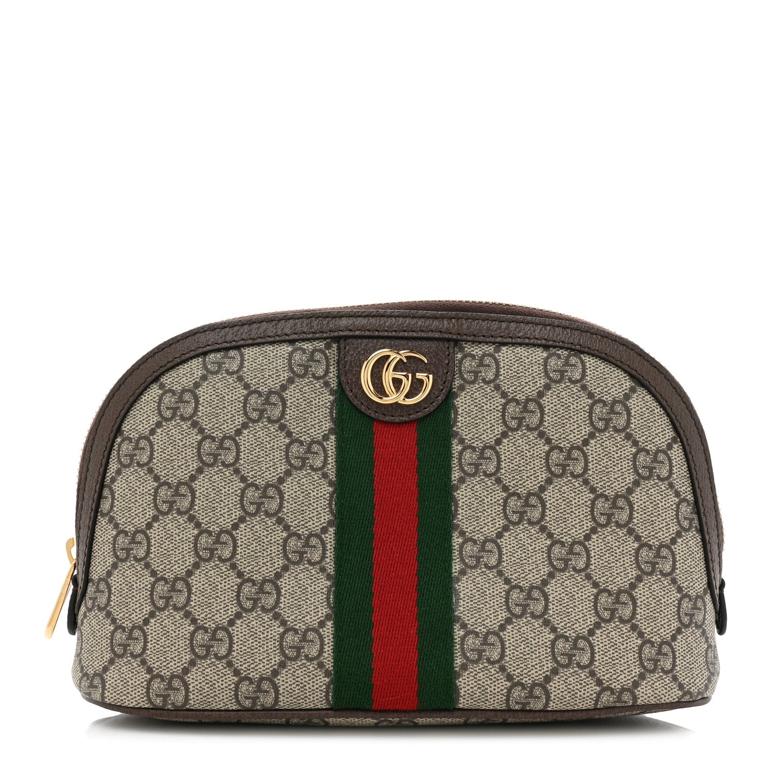 Gucci GG Supreme Monogram Textured Calfskin Web Large Ophidia Cosmetic Case Beige Ebony New Acero 1 of 10