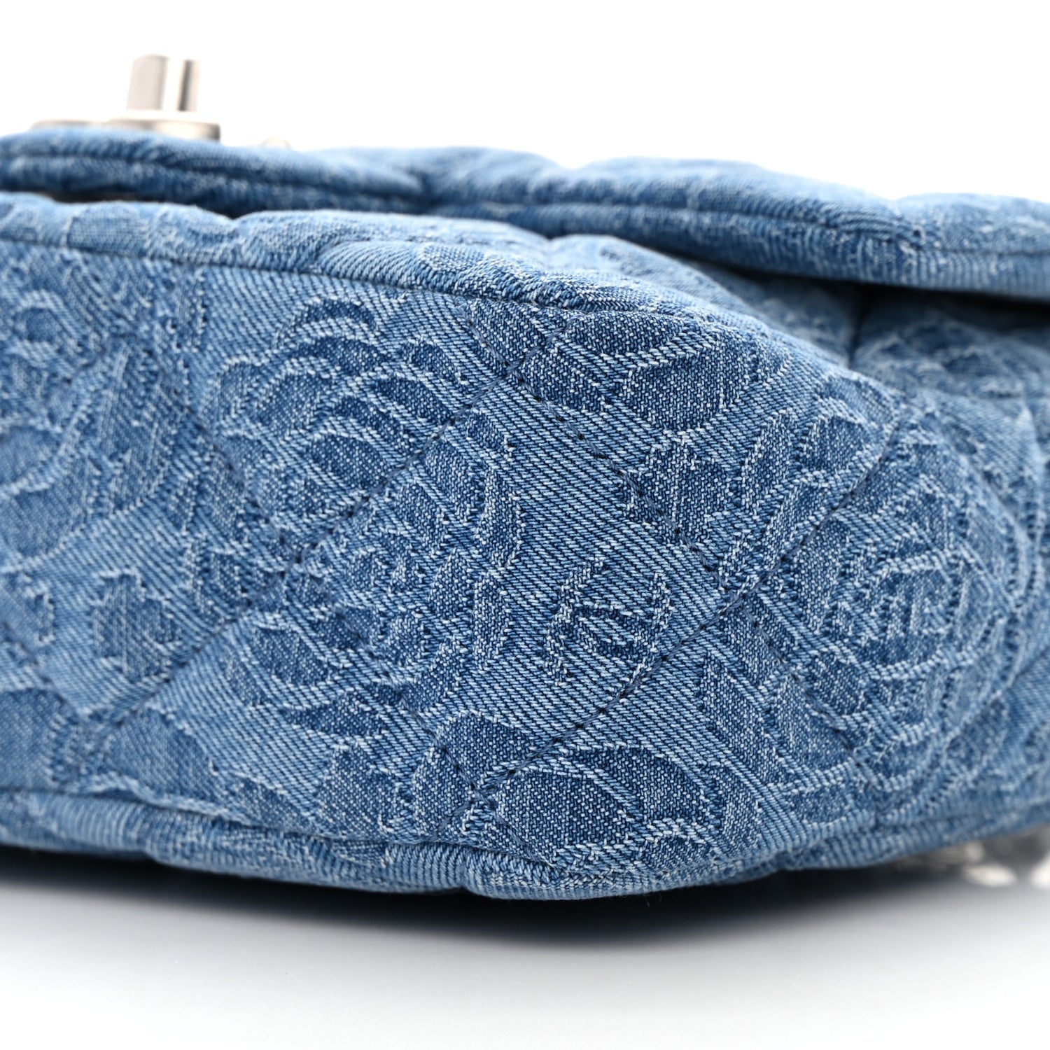 Chanel Denim Quilted Camellia Sweetheart Mini Flap Blue 10 of 11