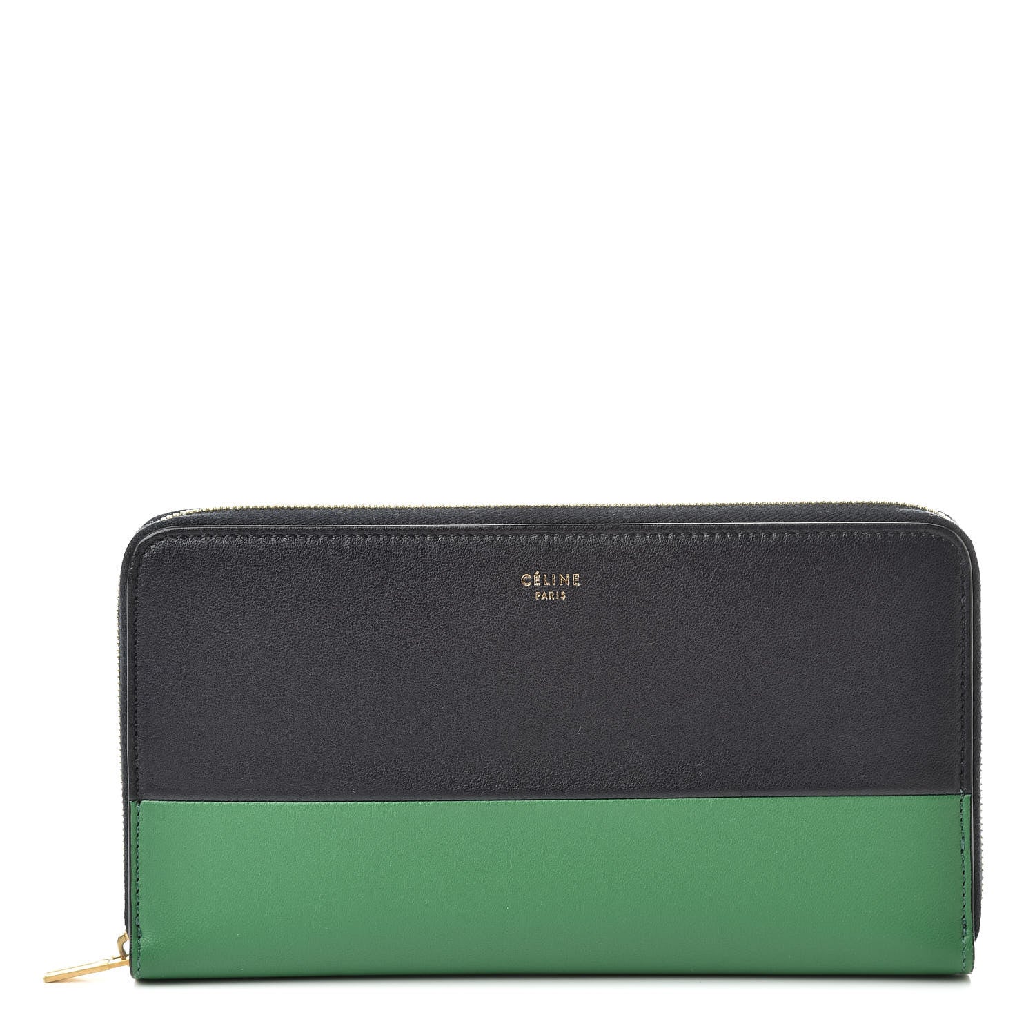 Celine Lambskin Large Zip Around Multifunction Wallet Grass Navy 1 of 11