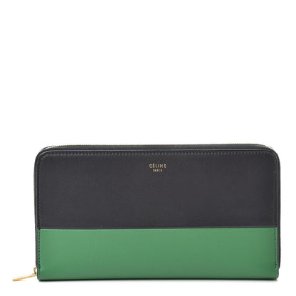 Celine Lambskin Large Zip Around Multifunction Wallet Grass Navy 1 of 11