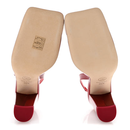 Chanel Laminated Calfskin Lambskin Cap Toe CC Slingback Pumps 36.5 Red Ivory 6 of 10