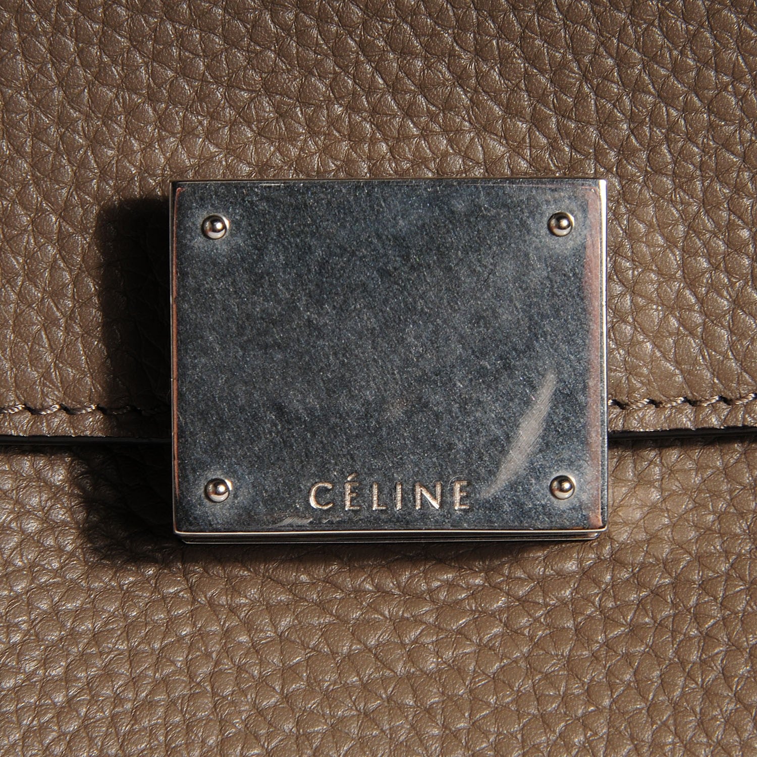 Celine Drummed Calfskin Suede Small Trapeze Dune 5 of 9