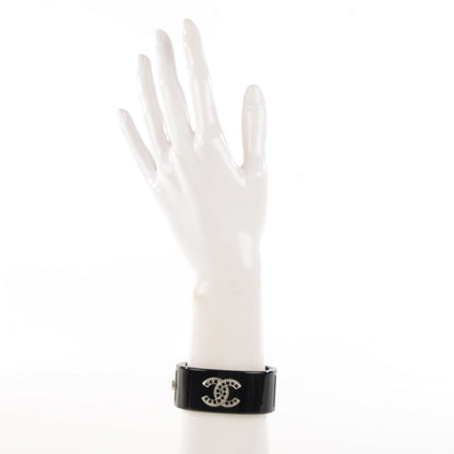 Chanel Resin Baguette Crystal CC Cuff Black 2 of 5