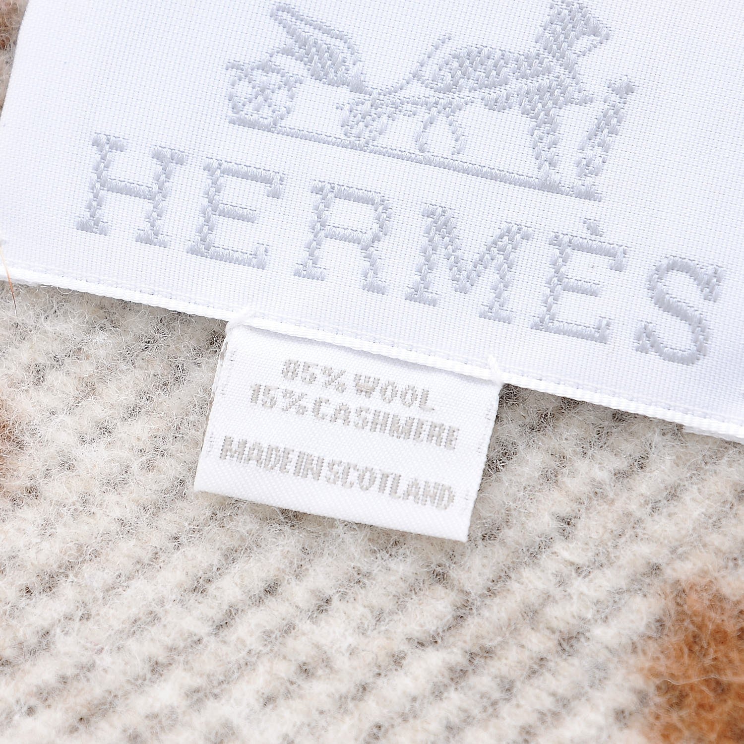 Hermes Wool Cashmere New Classic Avalon Blanket Ecru Camel 5 of 5
