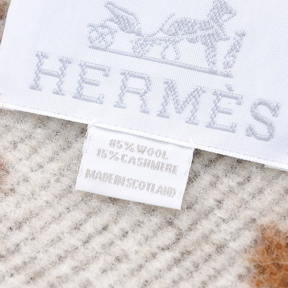 Hermes Wool Cashmere New Classic Avalon Blanket Ecru Camel 5 of 5