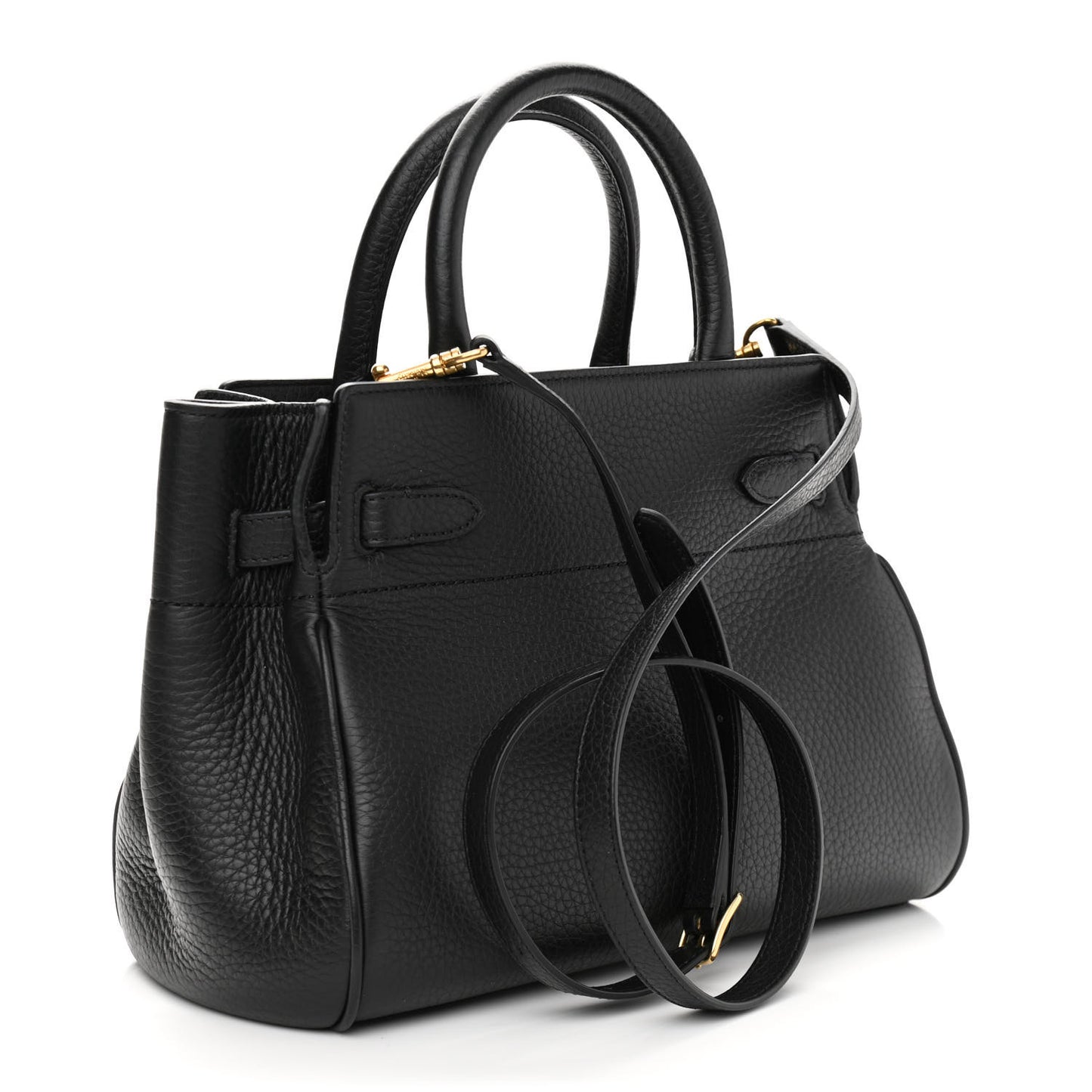 Heavy Grain Small Belted Bayswater Tote Black