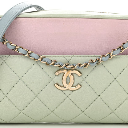 Chanel Goatskin Quilted Tri-Color Small In & Out Camera Case Green Blue Pink 9 of 12