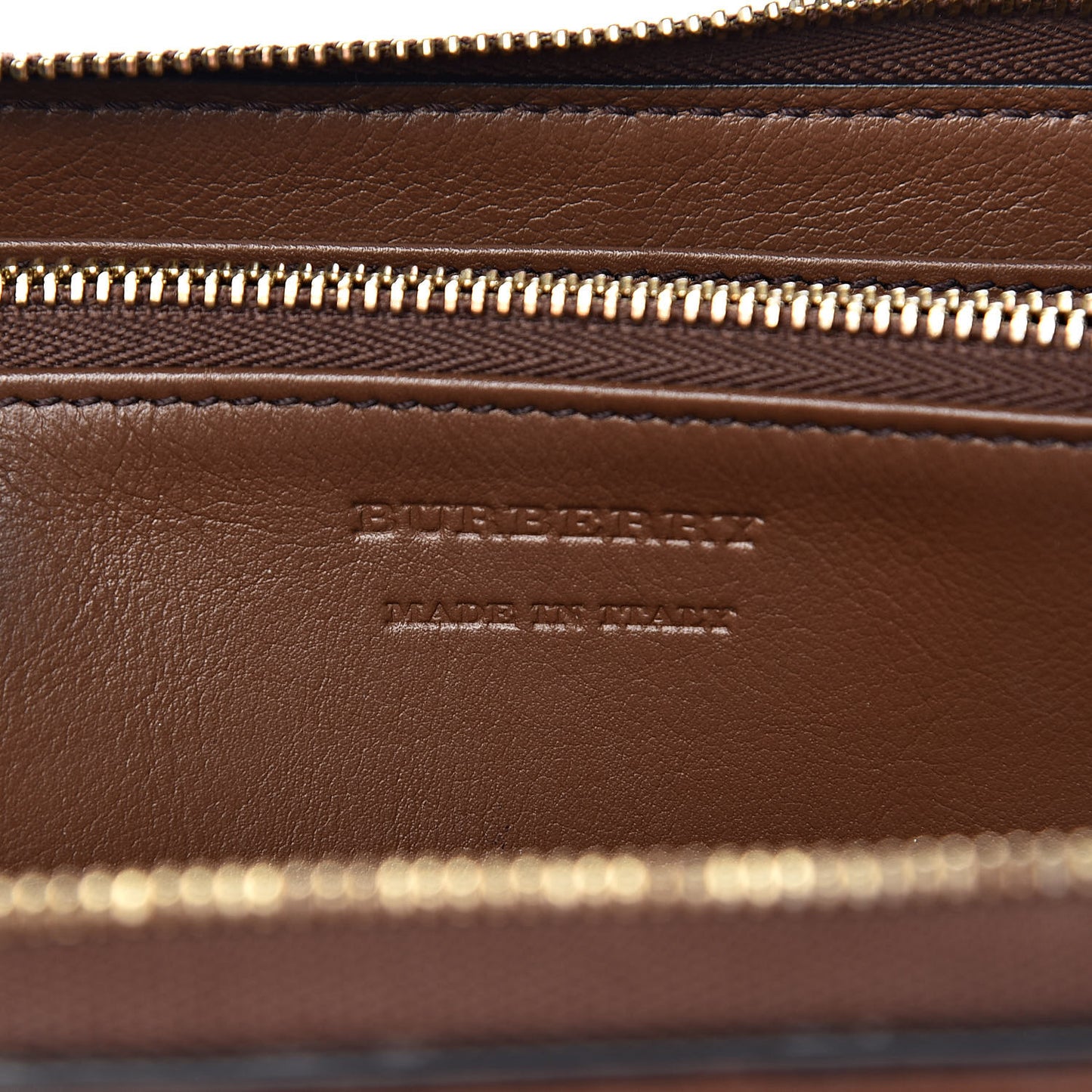 Calfskin House Check Elmore Zip Around Wallet Tan