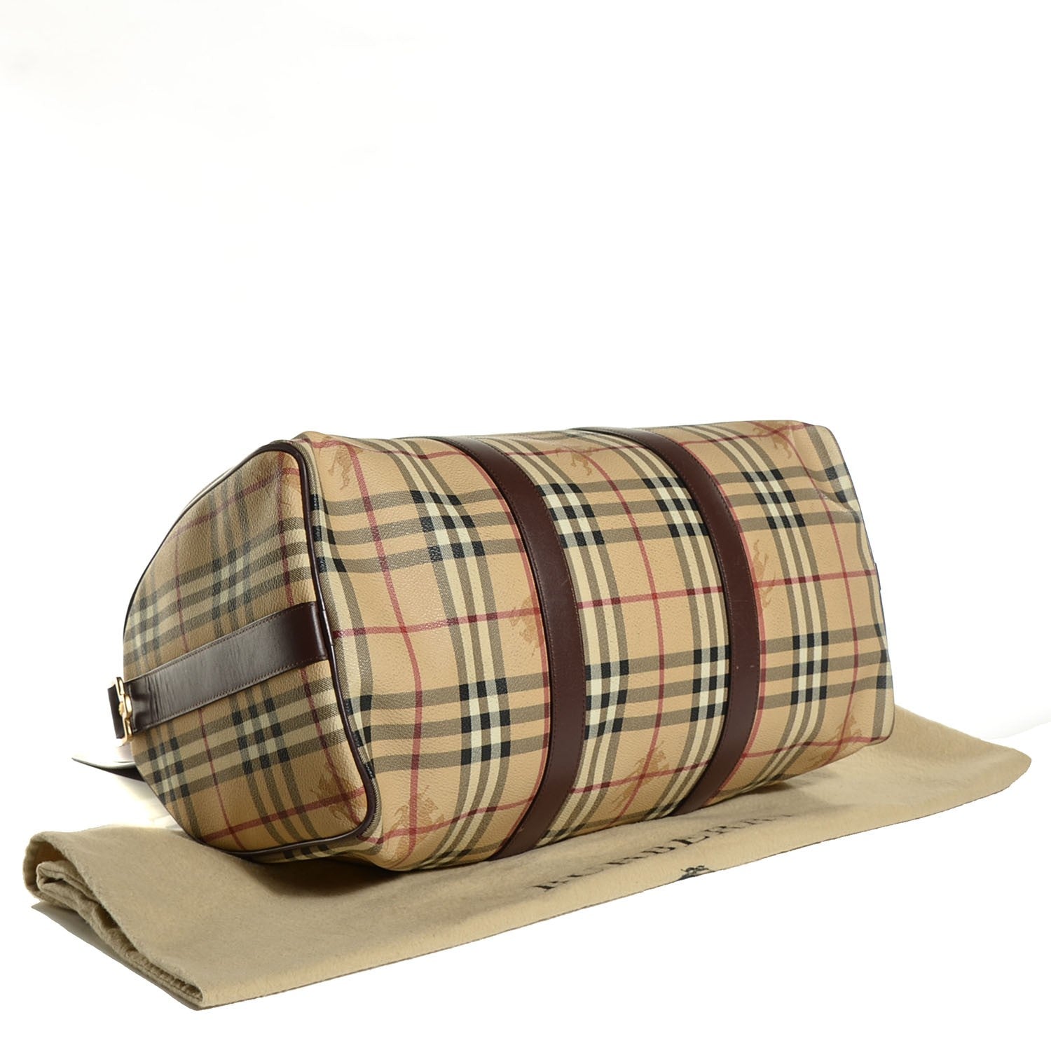 Burberry Haymarket Check Medium Holdall Duffel Bag Brown 4 of 9