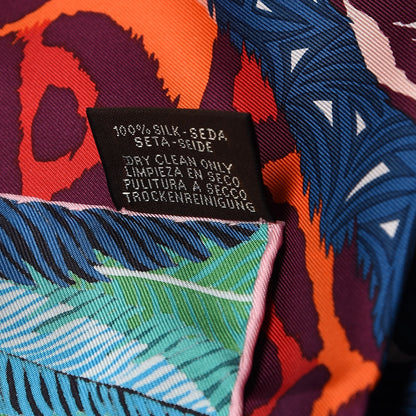 Hermes Silk Jaguar Quetzal Scarf 90 Turquoise Orange Vert 6 of 7