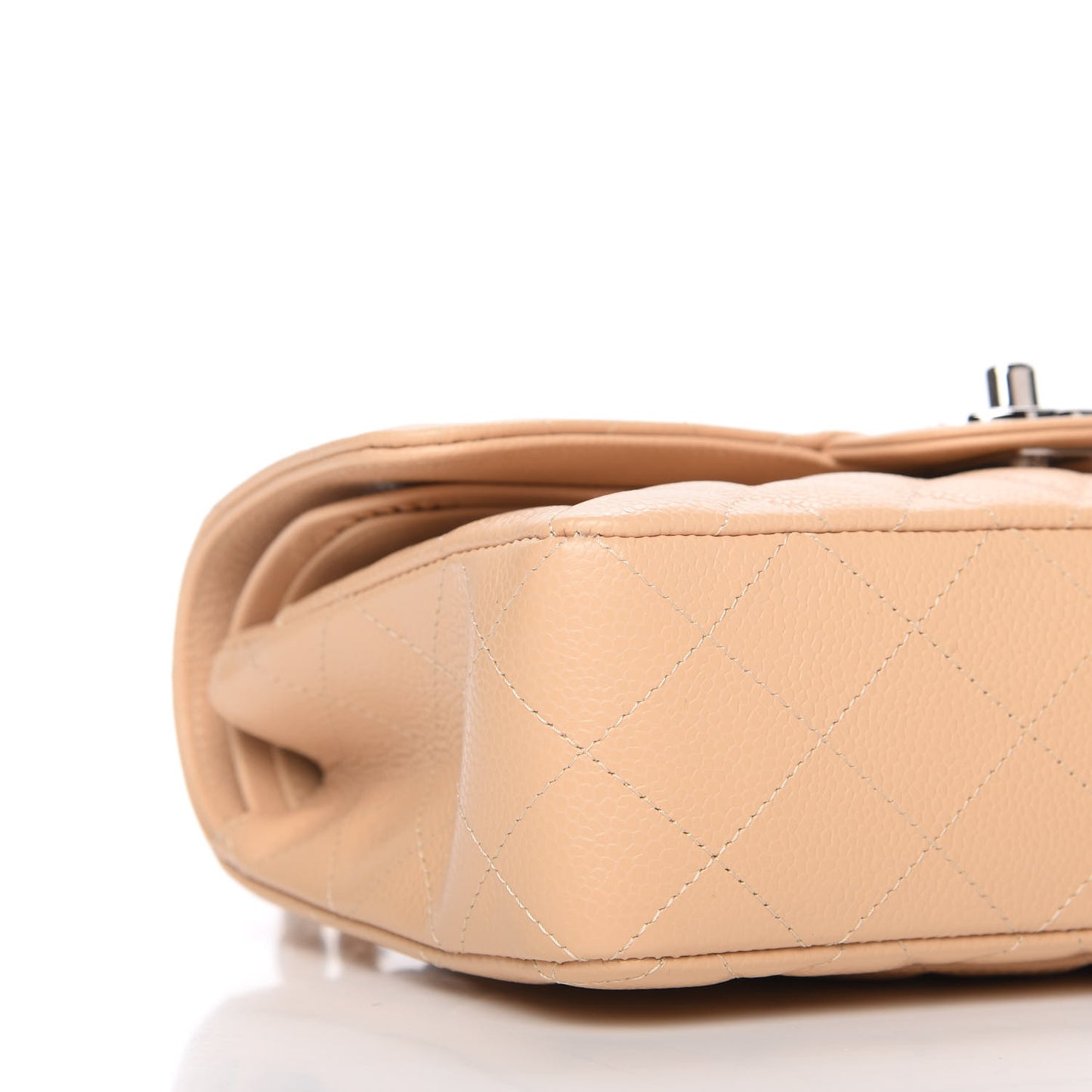 Caviar Quilted Small Double Flap Beige
