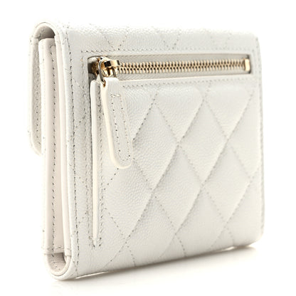 Chanel Caviar Quilted Compact Flap Wallet White 3 of 7